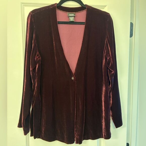 EILEEN FISHER Velvet Jacket Burgundy Women’s Size Small - Picture 1 of 5